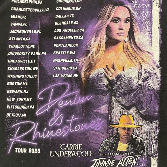 Carrie Underwood Denim & Rhinestones Country Music Tour Band Tee - XL - Picture 8 of 10